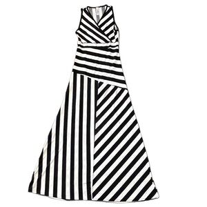 Go Couture Black & White Striped Wrap Maxi Dress